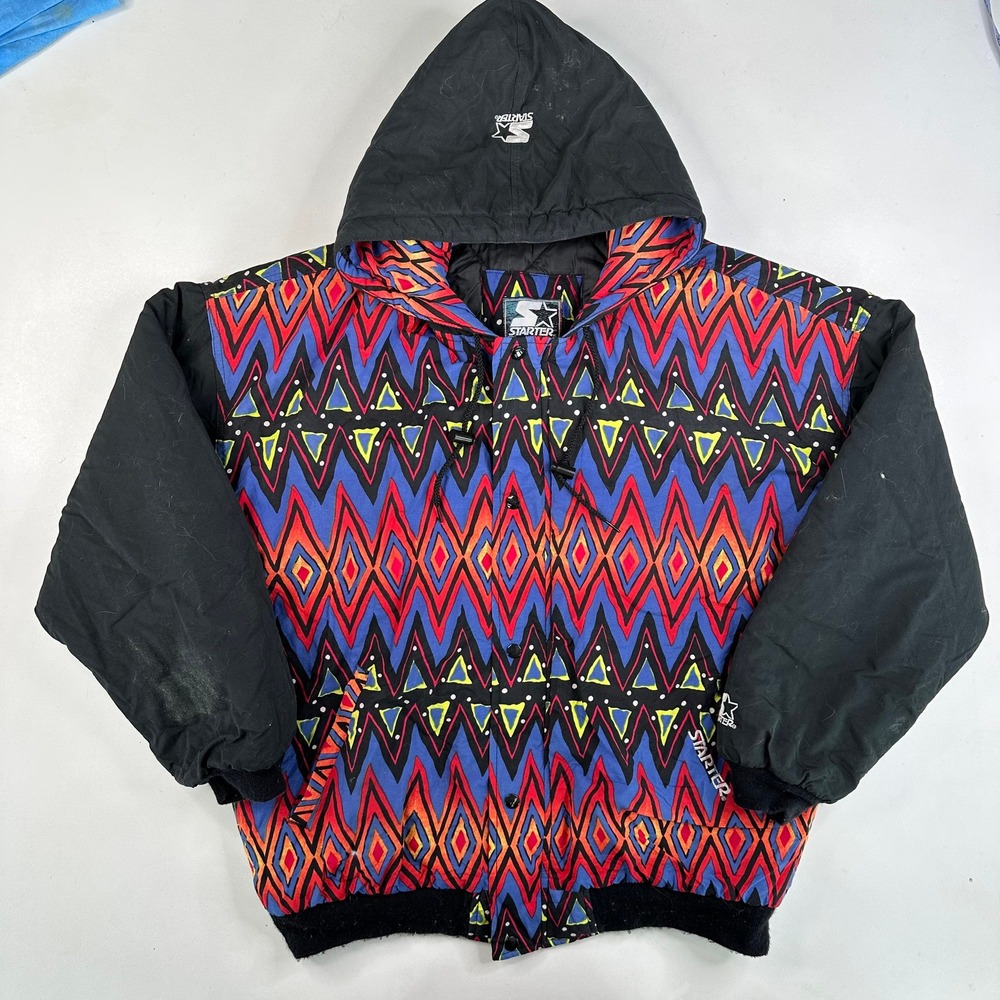 Vintage DJ Jazzy Jeff Starter Puffer Jacket Size Large 90s Aztec Insulated